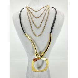 Siyah Derili Gold Kolye